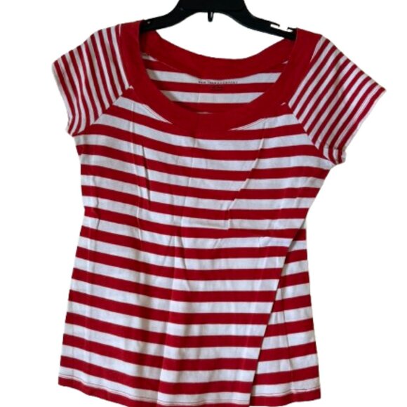 New York & Company, Cotton Red & White Striped Tee Shirt - Medium - Picture 1 of 4